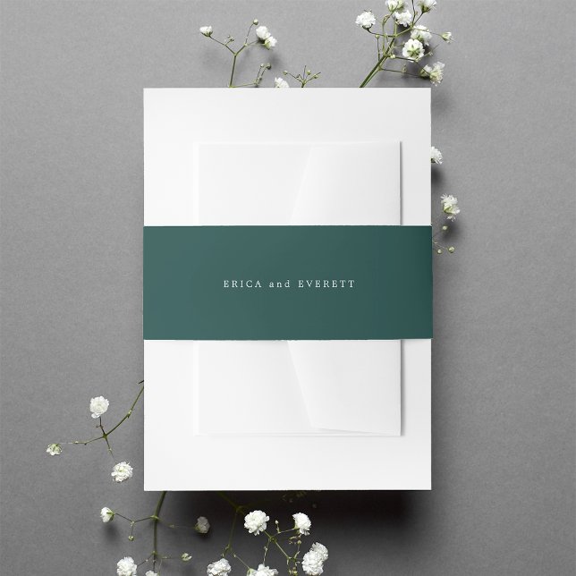Solid Hunter Green Personalized Wedding Invitation Belly Band (Creator Uploaded)