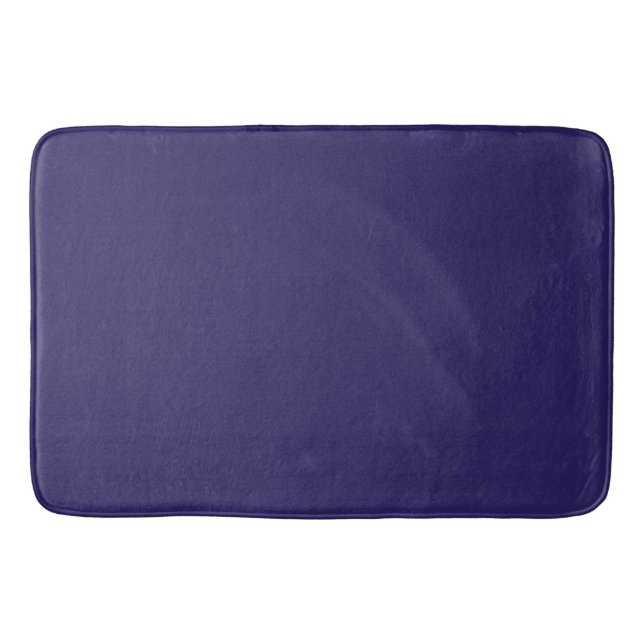 Solid Indigo Blue Elegant Modern Minimalist Simple Bath Mat (Front)