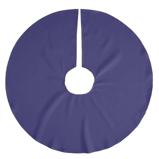 Solid Indigo Blue Elegant Modern Minimalist Simple Brushed Polyester Tree Skirt (Front)