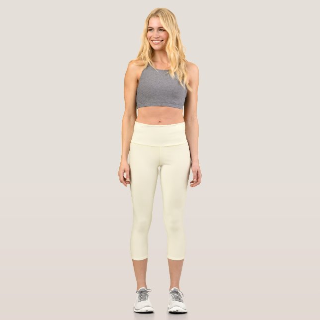 Solid Ivory Colour Capri Leggings (Front)