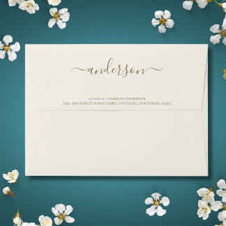 Solid Ivory Cream Wedding 5x7 Envelope