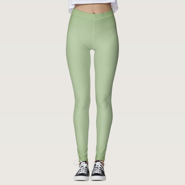 Solid Jade Green Celadon  Leggings (Front)