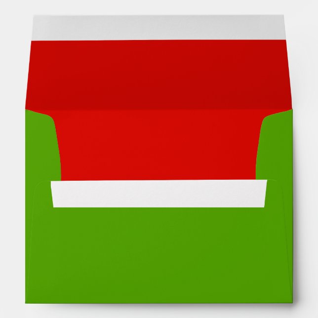 Solid Jolly Green w/Holly Red Liner Customizable Envelope (Back (Bottom))
