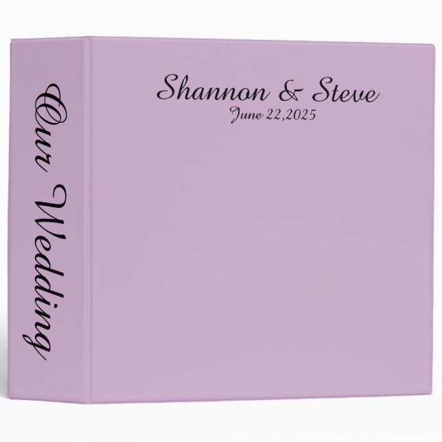 Solid Lavender Personal Wedding Binder (Front/Spine)