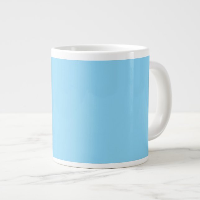 Solid light blue background evenly coloured large coffee mug (Front Right)