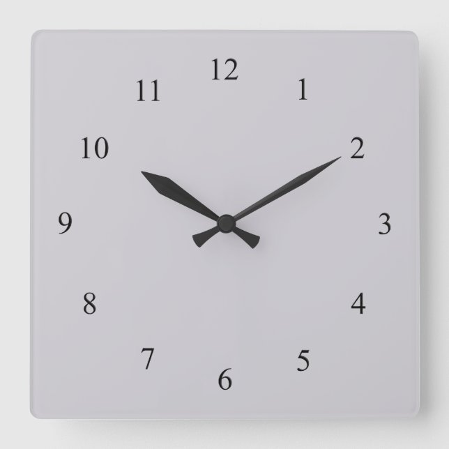 Solid Light Grey with Black Numbers Wall Clock (Front)