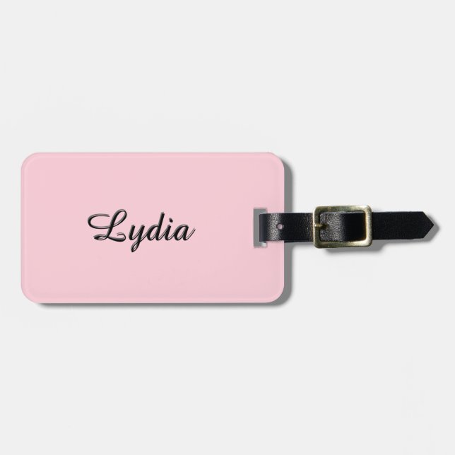 Solid Light Pink Personalized Luggage Tag (Front Horizontal)