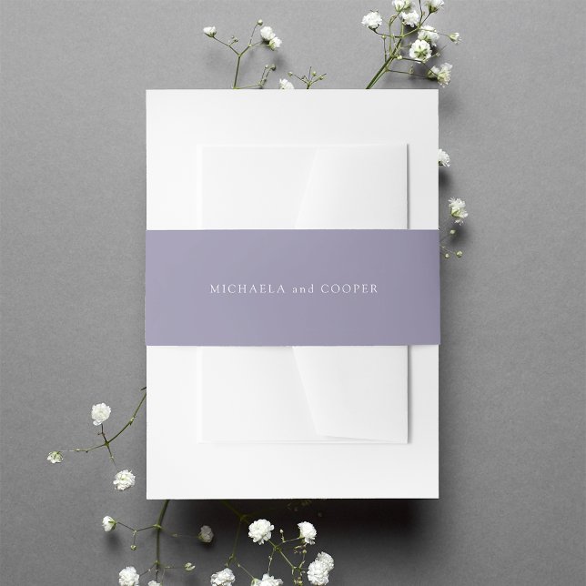Solid Light Violet Purple Personalized Wedding Invitation Belly Band (Creator Uploaded)