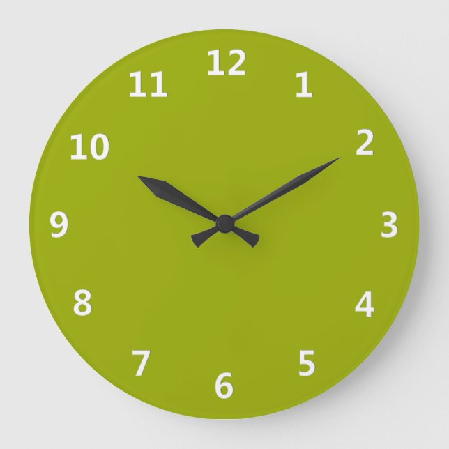 Solid Limeade Green with White Numbers Wall Clock (Front)