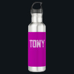 Solid Magenta Custom Name Monogram 710 Ml Water Bottle<br><div class="desc">- Solid,  bold,  minimalist design with customizable name,  font,  font size or font colour... . It's very fun and playful!</div>
