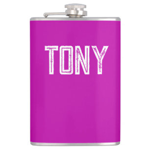 Solid Magenta Custom Name Monogram Hip Flask