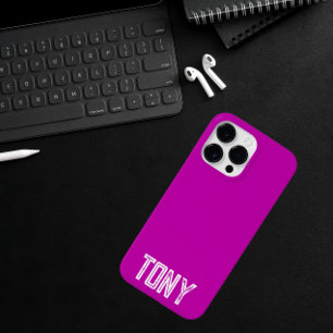 Solid Magenta Custom Name Monogram iPhone 14 Pro Max Case