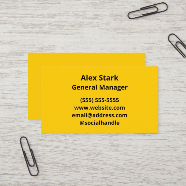 Solid Marigold Yellow Business Cards (Front/Back In Situ)