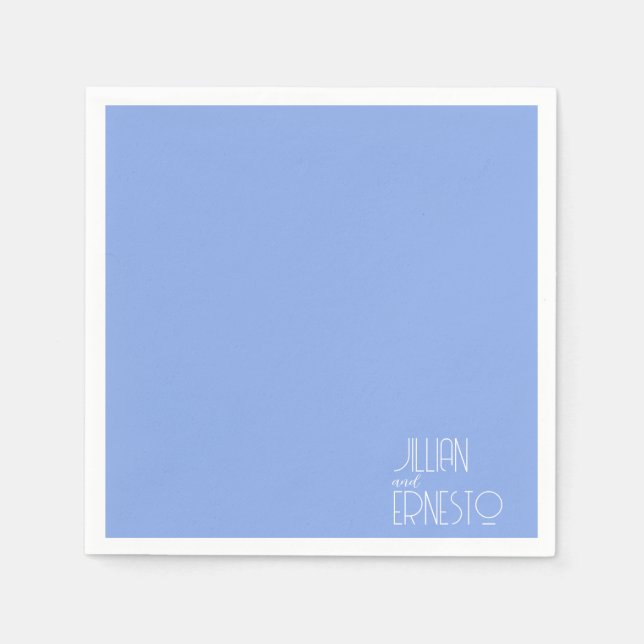 Solid Medium Blue Lily of the Valley Custom Napkin (Front)