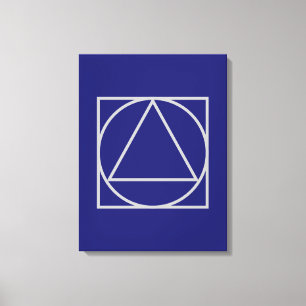Solid Midnight Blue Square Circle Triangle Shapes Canvas Print