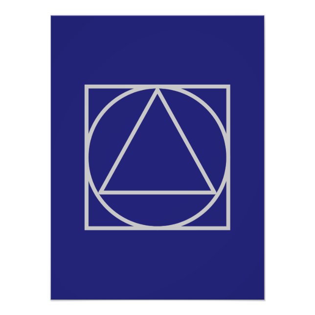 Solid Midnight Blue Square Circle Triangle Shapes Photo Print (Front)