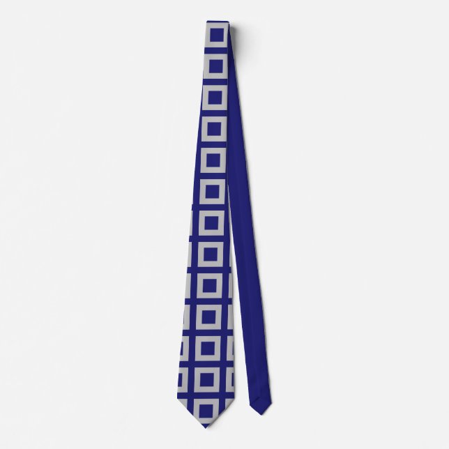 Solid Midnight Blue Square Shapes Tie (Front)