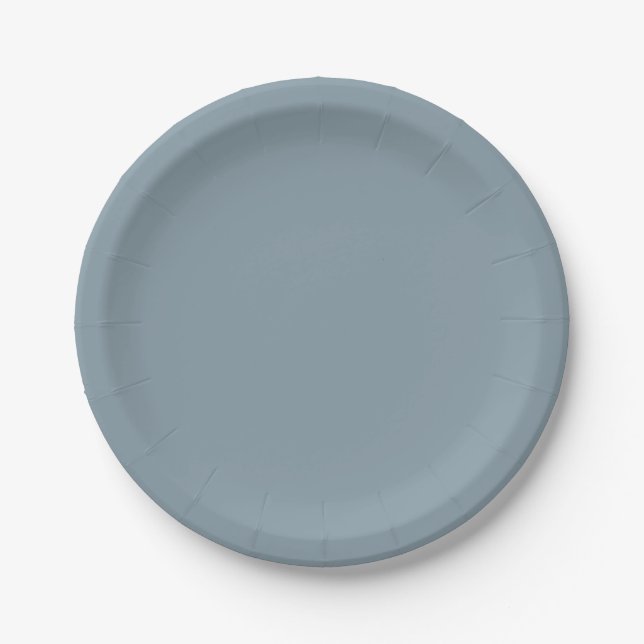 Solid Modern Dusty Blue Baby Shower Paper Plate (Front)