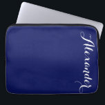 Solid Navy Blue Background, Name Monogram Laptop Sleeve<br><div class="desc">Navy Blue Background,  Name Monogram  
 Customize this with your name or other text.  You can also change fonts,  adjust font sizes and font colours,  move the text,  etc.  
 
 2015 ©FantabulousCases All rights reserved</div>