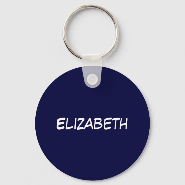 Solid Navy Blue Blue Background, Name Monogram Keychain (Front)
