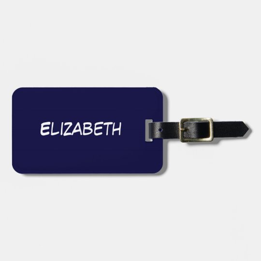 Solid Navy Blue Blue Background, Name Monogram Luggage Tag