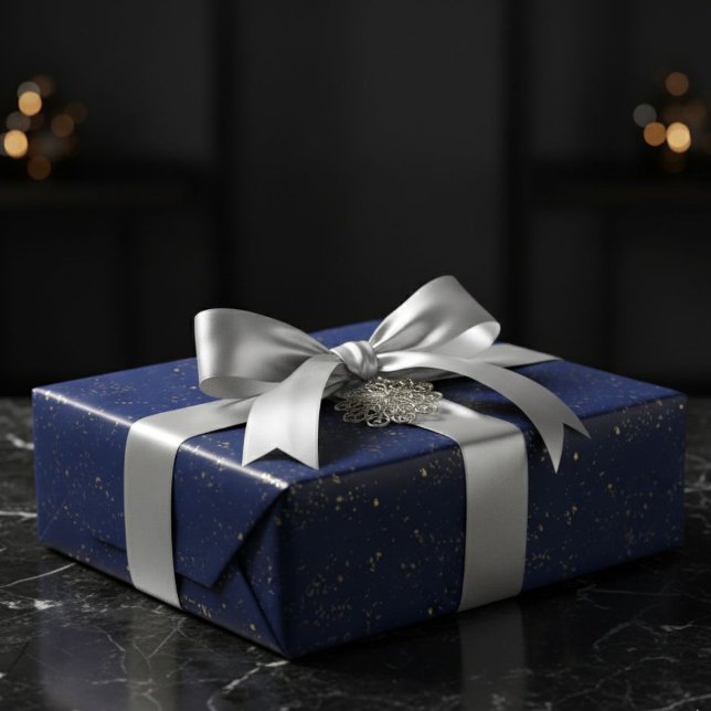Solid Navy Blue Gift Wrap Paper with Gold Paint (Creator Uploaded)