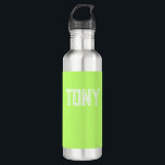 Solid Neon Apple Green Custom Name Monogram 710 Ml Water Bottle<br><div class="desc">- Solid,  bold,  minimalist design with customizable name,  font,  font size or font colour... . It's very fun and playful!</div>