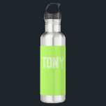 Solid Neon Apple Green Custom Name Monogram 710 Ml Water Bottle<br><div class="desc">- Solid,  bold,  minimalist design with customizable name,  font,  font size or font colour... . It's very fun and playful!</div>