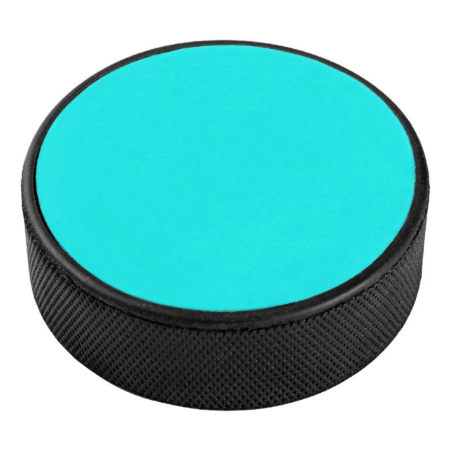 Solid neon bright aqua hockey puck (3/4)