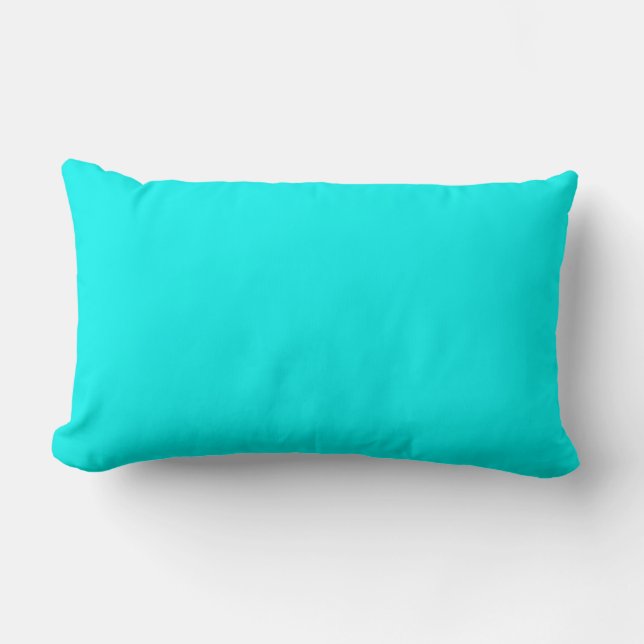 Solid neon bright aqua lumbar pillow (Front)