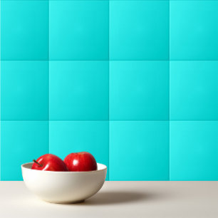 Solid neon bright aqua tile