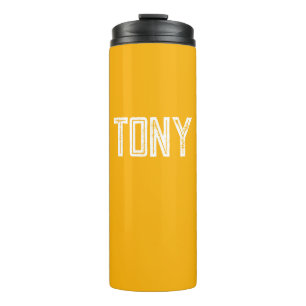Solid Neon Bright Orange Custom Name Monogram Thermal Tumbler