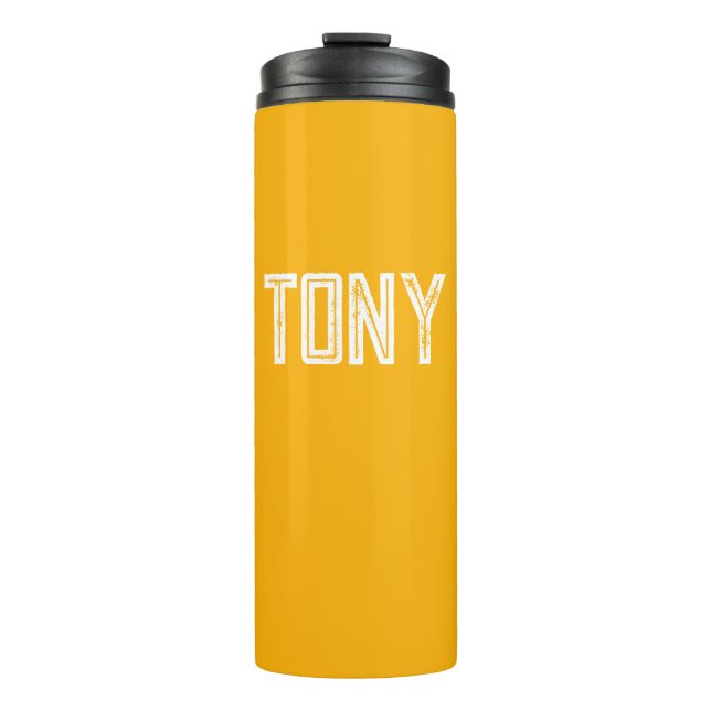Solid Neon Bright Orange Custom Name Monogram Thermal Tumbler (Front)
