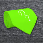 solid  neon  green  - your monograms tie<br><div class="desc">Solid colour necktie in  fluorescent /neon green .  You can personalize this necktie  with  your own monograms   . Great retro colour  for a  house party  / for any occasion when you need to wear some eye-catching colour . Design by Alma Wad . PRINTED BOTH SIDES .</div>