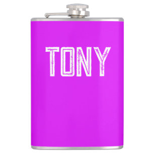 Solid Neon Purple Custom Name Monogram Hip Flask