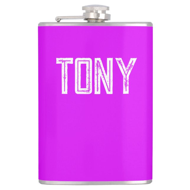 Solid Neon Purple Custom Name Monogram Hip Flask (Front)