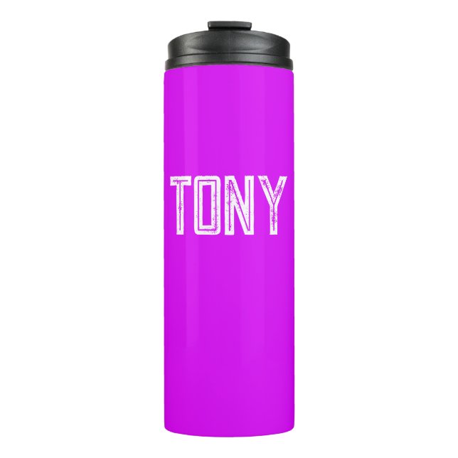 Solid Neon Purple Custom Name Monogram Thermal Tumbler (Front)