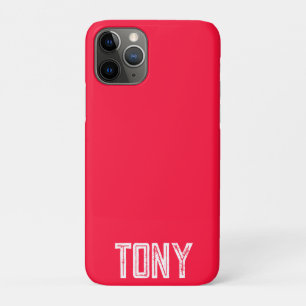 Solid Neon Red Colour Custom Name Monogram iPhone 11 Pro Case