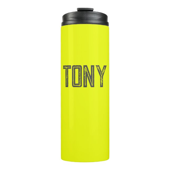 Solid Neon Yellow Colour Custom Name Monogram Thermal Tumbler (Front)