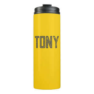Solid Neon Yellow-Orange Custom Name Monogram Thermal Tumbler