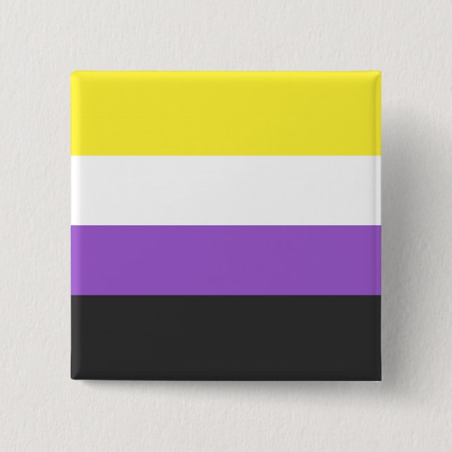 Solid Non-Binary Pride Flag 2 Inch Square Button (Front)