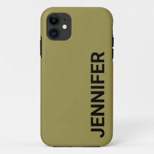 Solid Offbeat Green Custom Name iPhone 11 Case