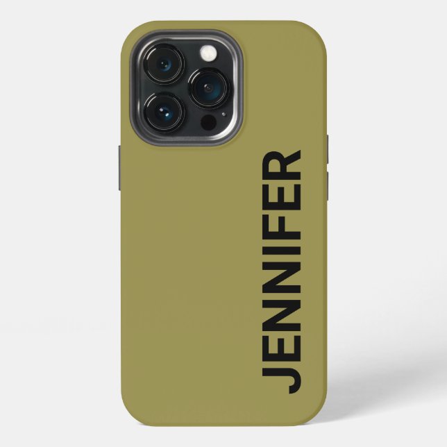 Solid Offbeat Green Custom Name iPhone Case (Back)