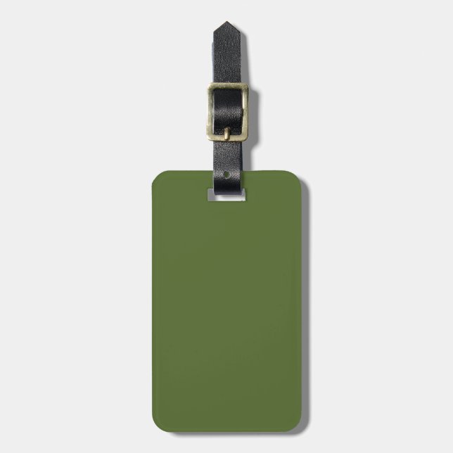 Solid Olive Green Luggage Tag (Front Vertical)