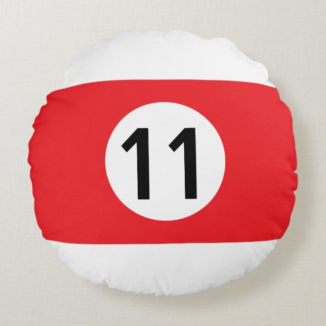 Solid or Stripe Billiard Ball - 100% Editable Round Pillow (Front)