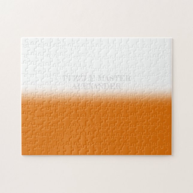 Solid Orange and White Secret Message Personalized Jigsaw Puzzle (Horizontal)