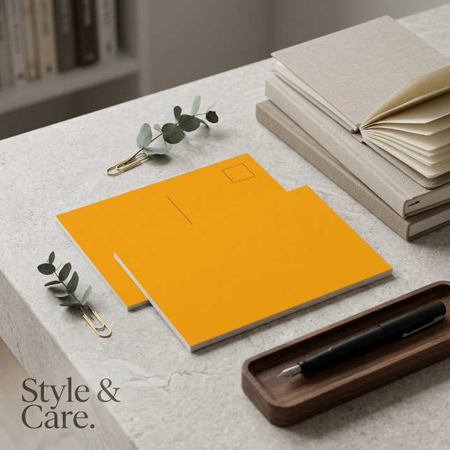 Solid Orange Postcard Simple Elegant Layout Card (Create Your Own Solid Color Glossy Postcard)