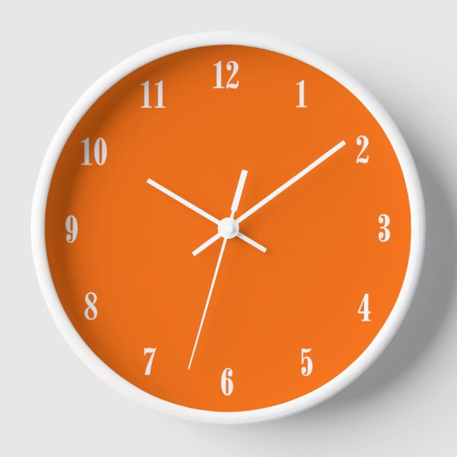 Solid Orange White Numbers Clock (Front)