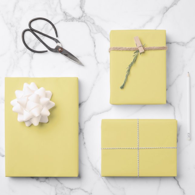 Solid Pastel Yellow Modern Wrapping Paper Sheet (Front)