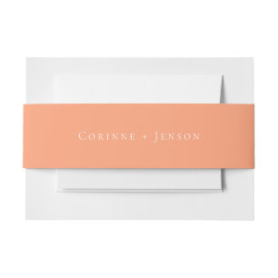 Solid Peach Cantaloupe Wedding Invitation Belly Band